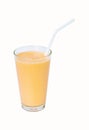 Lactic fermentation beverage light orange sour taste in glass tall with straw