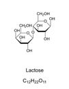 Lactose, milk sugar, chemical structure and formula