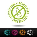 Lactose free badge, logo, icon. Flat vector illustration on white background. Royalty Free Stock Photo