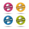 Lactose Free Buttons - Colorful Vector Illustration - Isolated On White