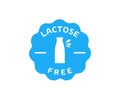 Lactose free label or sticker, lactase deficiency mark, sign, logo design.Healthy natural organic product. Royalty Free Stock Photo