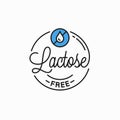 Lactose free logo. Round linear logo of lactose