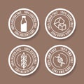 Lactose free, Sugar free, Gluten free, GMO free vector stamp for food emblems designs, can be used as stamps, seals, badges, for Royalty Free Stock Photo