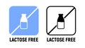 Lactose gluten free dairy icon. Milk dietary lactose free sign stamp or logo