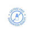 Lactose gluten free dairy icon. Milk dietary lactose free sign stamp or logo