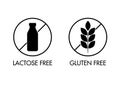 Lactose and gluten free icons