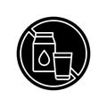 Lactose intolerance black glyph icon