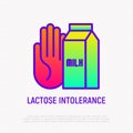 Lactose intolerance thin line icon