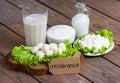 Lactose intolerance with wood background Royalty Free Stock Photo