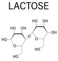 Lactose milk sugar molecule. Skeletal formula. Chemical structure