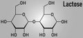 Lactose milk sugar molecule. Skeletal formula. Chemical structure