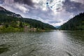 People spending the summer holiday boating on the unique lake.