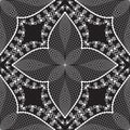 Lacy floral greek vector seamless pattern. Black and white patterned lace background. Ornamental decorative repeat grid backdrop. Royalty Free Stock Photo