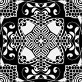 Lacy floral vector seamless pattern. Ornamental black and white vector background. Vintage greek ornament. Lace design. Elegance Royalty Free Stock Photo