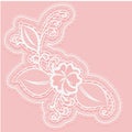 Lacy flower with openwork leaves. Decorative design element on a pink background. Royalty Free Stock Photo