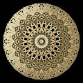 Lacy gold floral 3d vector mandala pattern. Ornamental modern background. Round vintage ornament. Lace design. Surface golden Royalty Free Stock Photo