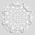 Lacy paper doily, decorative flower, decorative snowflake, lacy mandala, lace pattern, arabic ornament Royalty Free Stock Photo