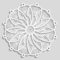 Lacy paper doily, decorative flower, decorative snowflake, lacy mandala, lace pattern, arabic ornament Royalty Free Stock Photo