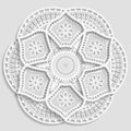 Lacy paper doily, decorative flower, decorative snowflake, lacy mandala, lace pattern, arabic ornament,indian ornament Royalty Free Stock Photo