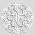 Lacy paper doily, decorative flower, decorative snowflake, lacy mandala, lace pattern, arabic ornament, indian ornament, embossed Royalty Free Stock Photo