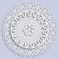 Lacy paper doily, decorative flower, decorative snowflake, lacy mandala Royalty Free Stock Photo