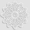 Lacy paper doily, decorative flower, decorative snowflake, mandala, embossed pattern Royalty Free Stock Photo