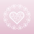 Lacy white heart in a frame from hearts. Valentine s day background