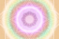 Lacy white mandala on pastel retro, yellow, purple, green, orange aura, glowing energy field - grainy gradient