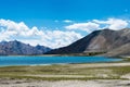 Pangong Lake view from Between Spangmik and Maan in Ladakh, Jammu and Kashmir, India.