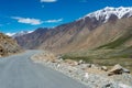 Beautiful scenic view from Between Diskit and Khardung La Pass 5359m in Nubra Valley, Ladakh, Jammu and Kashmir, India Royalty Free Stock Photo