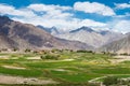 Beautiful scenic view from Between Diskit and Khardung La Pass 5359m in Nubra Valley, Ladakh, Jammu and Kashmir, India Royalty Free Stock Photo