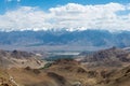 Beautiful scenic view from Between Khardung La Pass 5359m and Leh in Ladakh Royalty Free Stock Photo