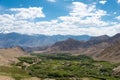 Beautiful scenic view from Between Khardung La Pass 5359m and Leh in Ladakh Royalty Free Stock Photo