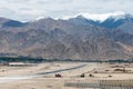 Leh airport Kushok Bakula Rimpochee Airport view from Spituk Monastery in Ladakh, Jammu and Kashmir, India Royalty Free Stock Photo