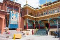 Ritual of monks at Matho Monastery Matho Gompa in Ladakh, Jammu and Kashmir, India.