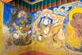 Ancient Mural at Thikse Monastery Thikse Gompa in Ladakh, Jammu and Kashmir, India.