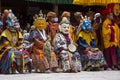 Tibetan lamas dressed in mystical mask dance Tsam mystery in time of buddhist festival at Hemis Gompa, Ladakh, North India