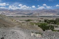 Ladakh landscape showing human settlement and Himalayan mountains in the background Royalty Free Stock Photo