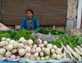 Ladakhi ladies selling fruit and vegetables