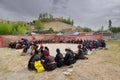 Ladakhi people gathered for religious festival, Ladakh, India Royalty Free Stock Photo