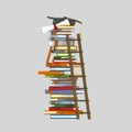 Ladder on books tower Royalty Free Stock Photo