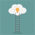 Ladder and cloud with idea light bulb. Success Royalty Free Stock Photo