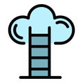 Ladder cloud target icon color outline vector