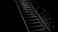 Ladder Webs: 3d Illustration Of Spider Web Descending Stairs On Black Background