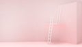 Ladder Different creative Modern Art on pastel pink color background with shadows