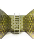 Ladder in dollar pattern painted interior concept Royalty Free Stock Photo