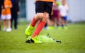 Ladder Drills Exercises for Football Soccer Team. Young Player Practice Royalty Free Stock Photo