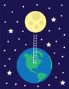 Ladder From Earth To Moon Royalty Free Stock Photo