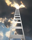 Ladder extending to a dramatic clouds