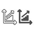 Ladder growth chart with steps going up and arrow line and solid icon, diagram concept, graph vector sign on white